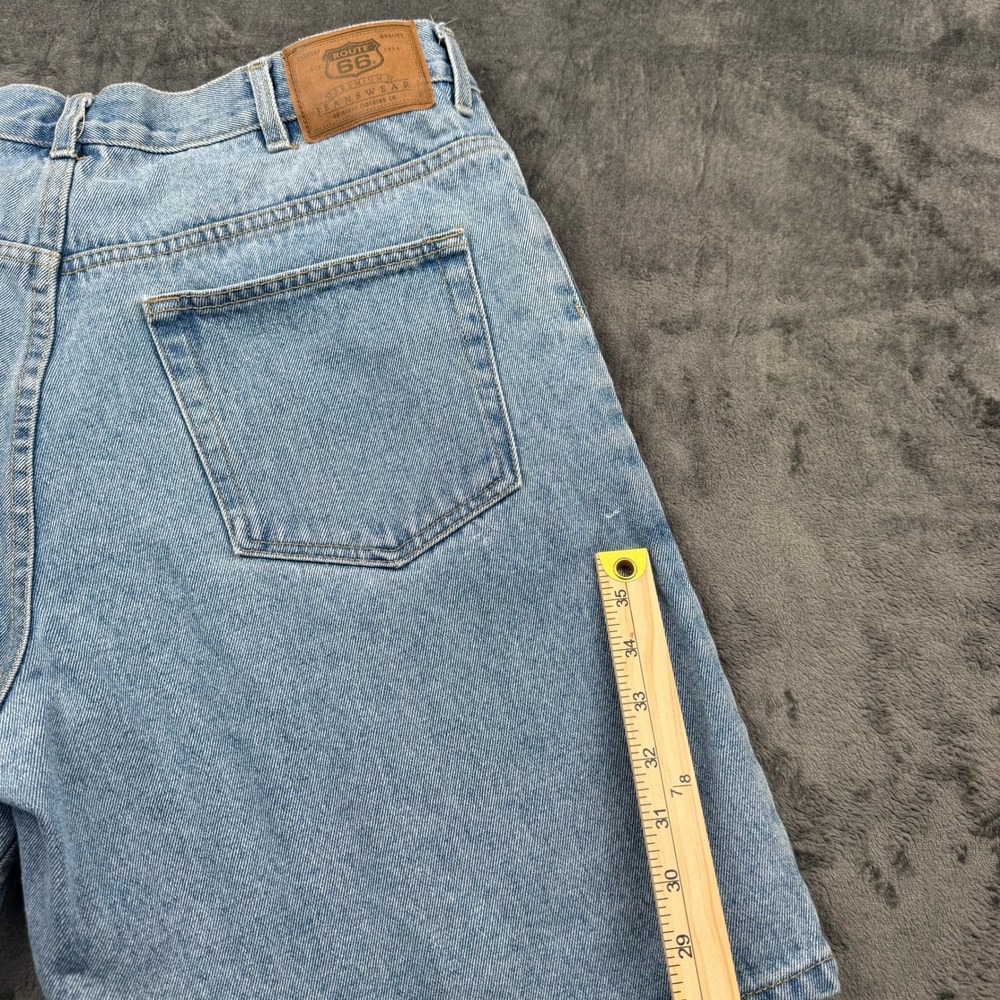 Vintage Route 66 Relaxed Fit Denim Shorts Mens 36 Light Wash Blue Cotton Kmart - Picture 11 of 12